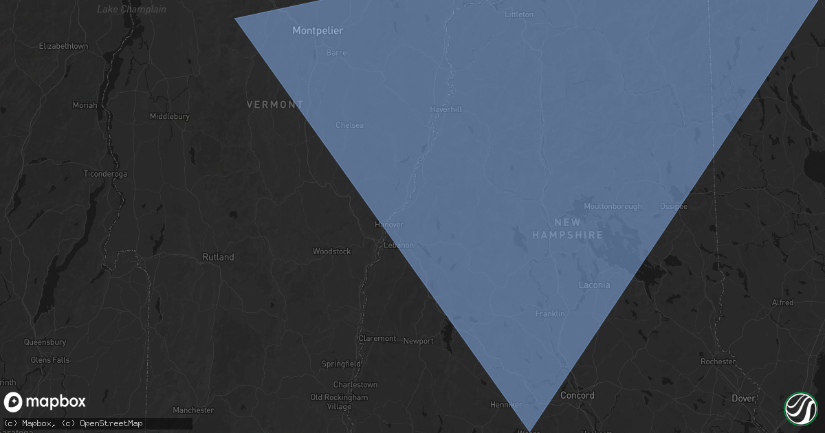 Hail map in Hanover, NH on October 6, 2026