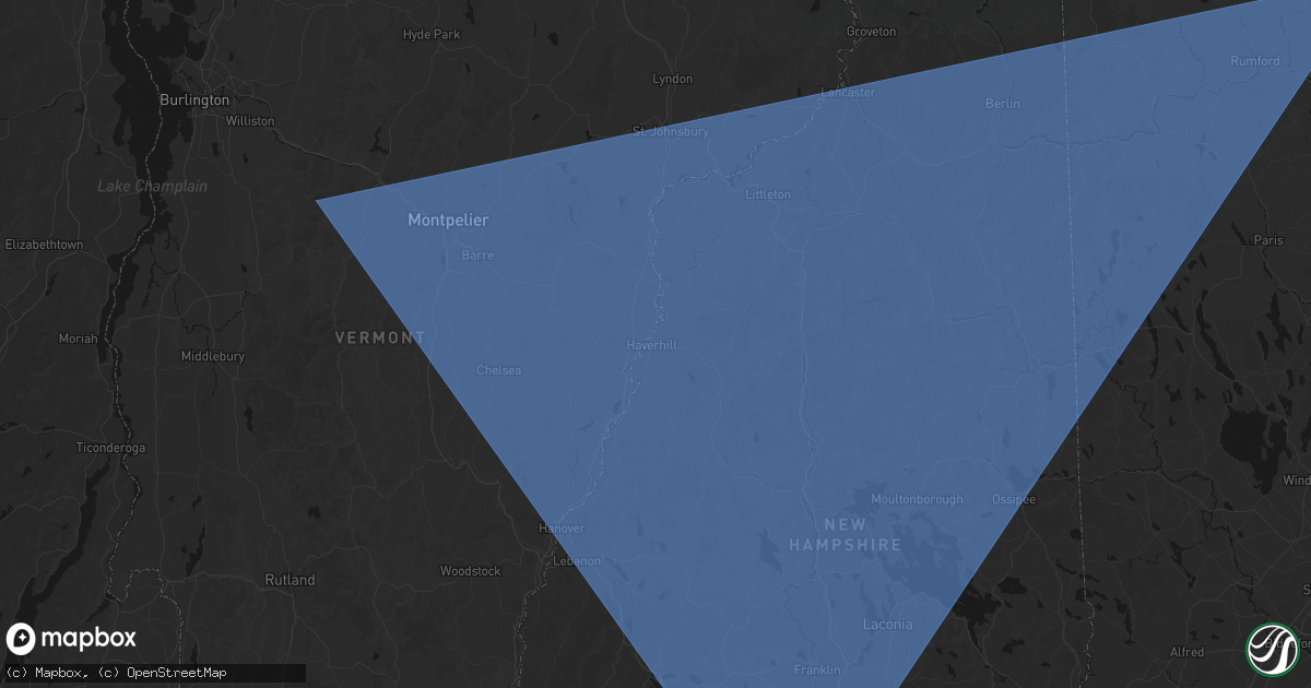 Hail map in Haverhill, NH on October 6, 2026