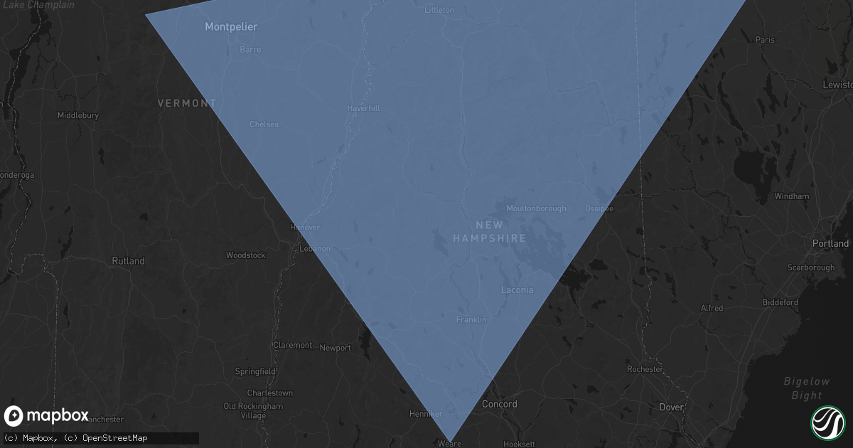 Hail map in Hebron, NH on October 6, 2026