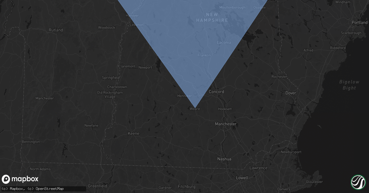 Hail map in Henniker, NH on October 6, 2026