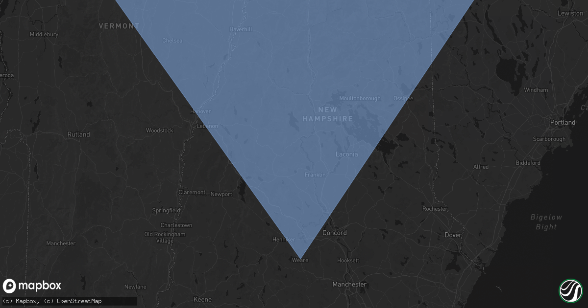 Hail map in Hill, NH on October 6, 2026