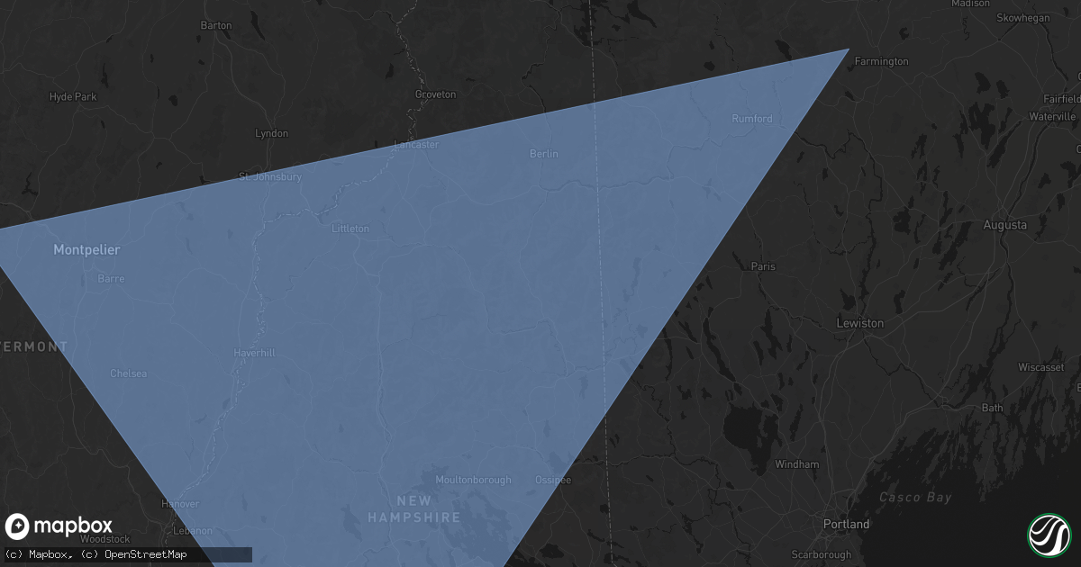 Hail map in Jackson, NH on October 6, 2026