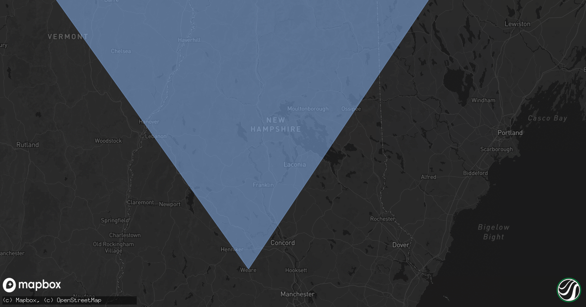 Hail map in Laconia, NH on October 6, 2026