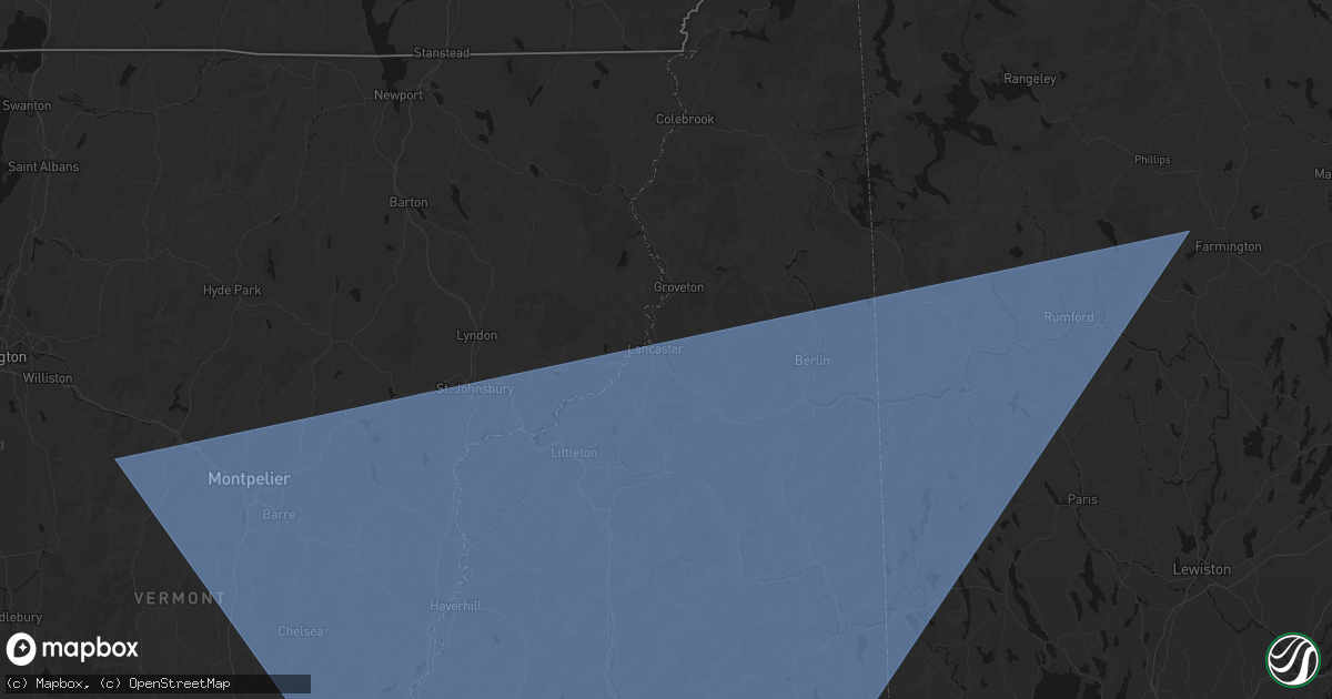 Hail map in Lancaster, NH on October 6, 2026