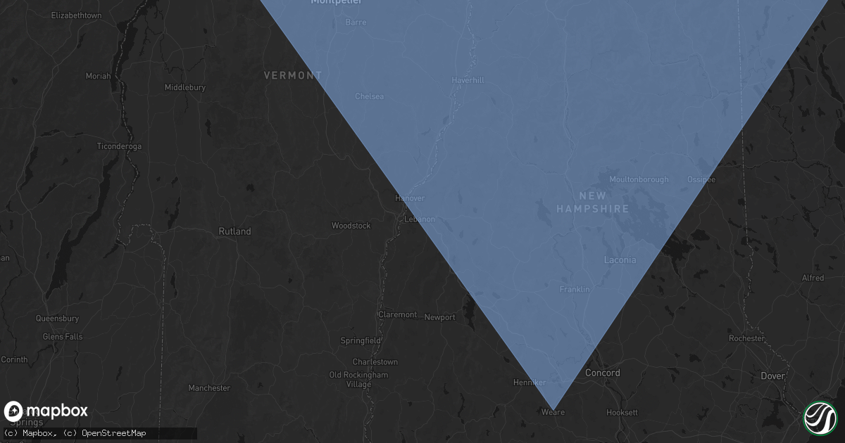 Hail map in Lebanon, NH on October 6, 2026