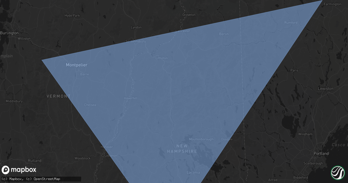 Hail map in Lincoln, NH on October 6, 2026