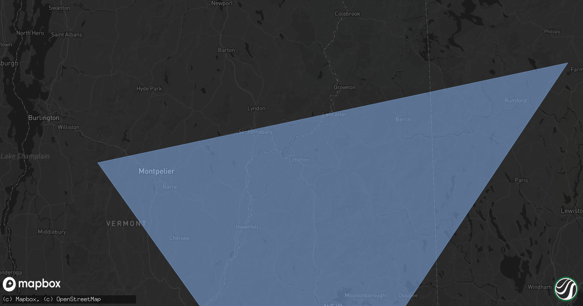 Hail map in Littleton, NH on October 6, 2026