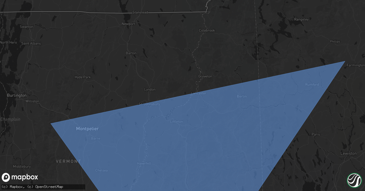 Hail map in Lunenburg, VT on October 6, 2026