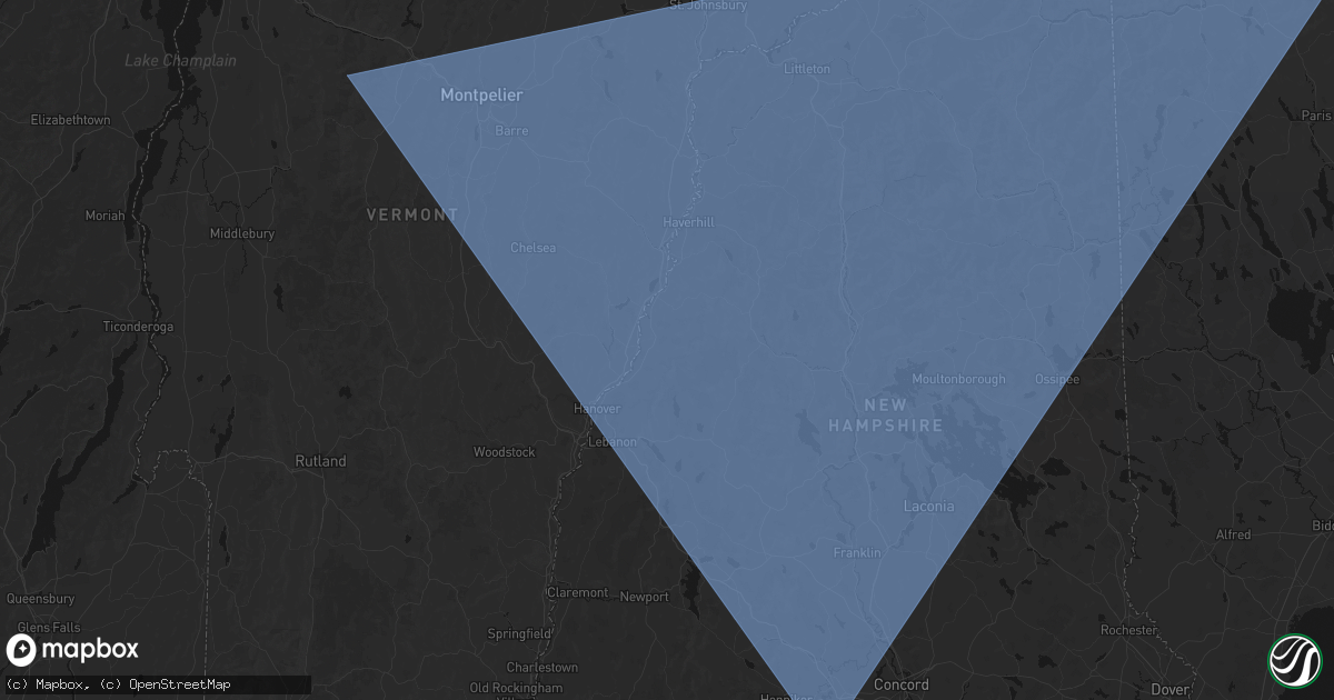 Hail map in Lyme, NH on October 6, 2026