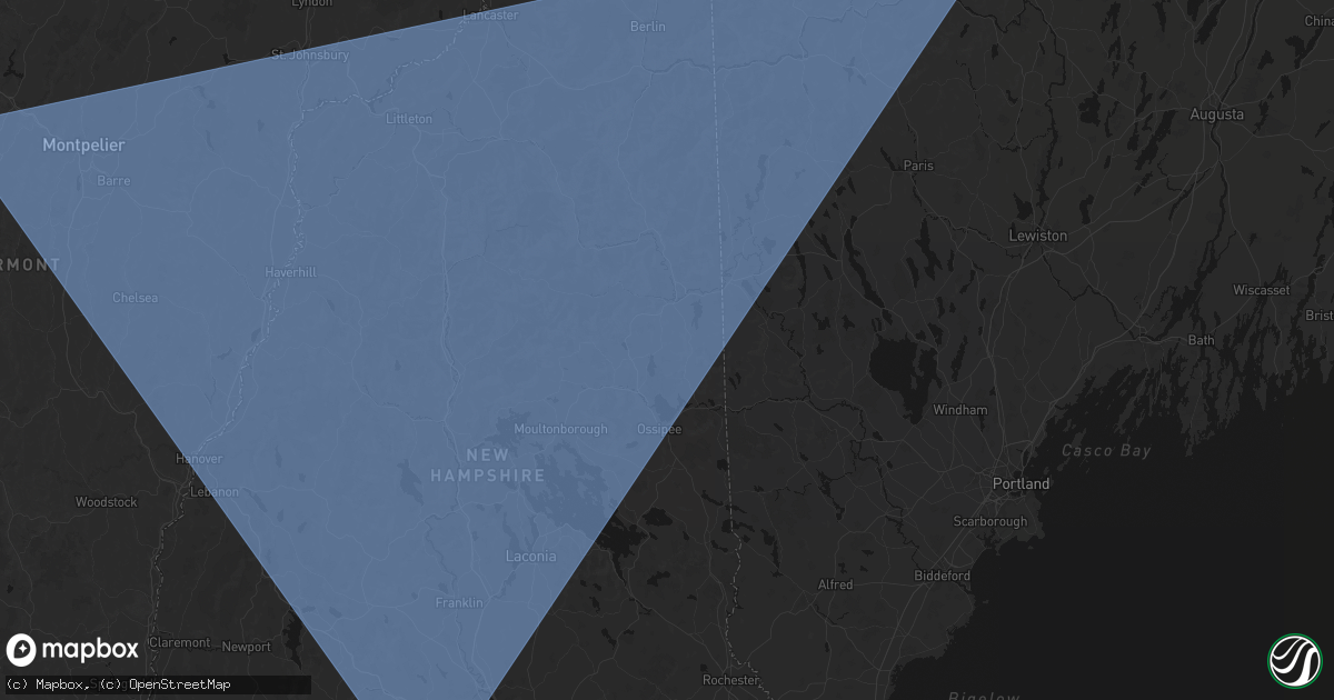 Hail map in Madison, NH on October 6, 2026