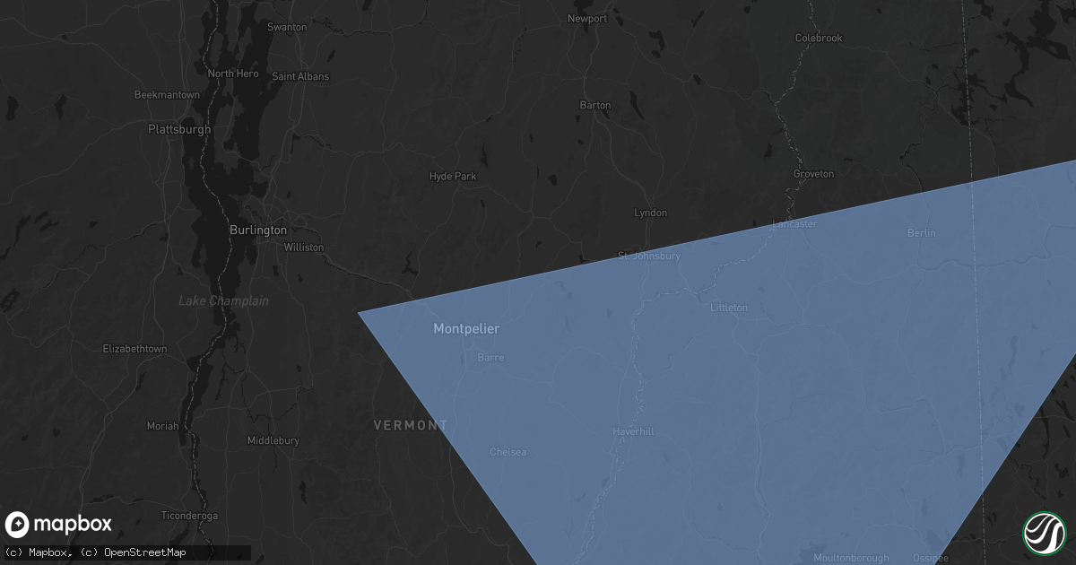 Hail map in Marshfield, VT on October 6, 2026