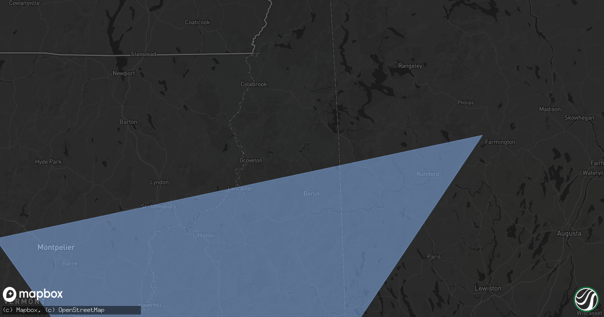 Hail map in Milan, NH on October 6, 2026