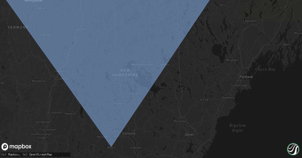 Hail map in Mirror Lake, NH on October 6, 2026