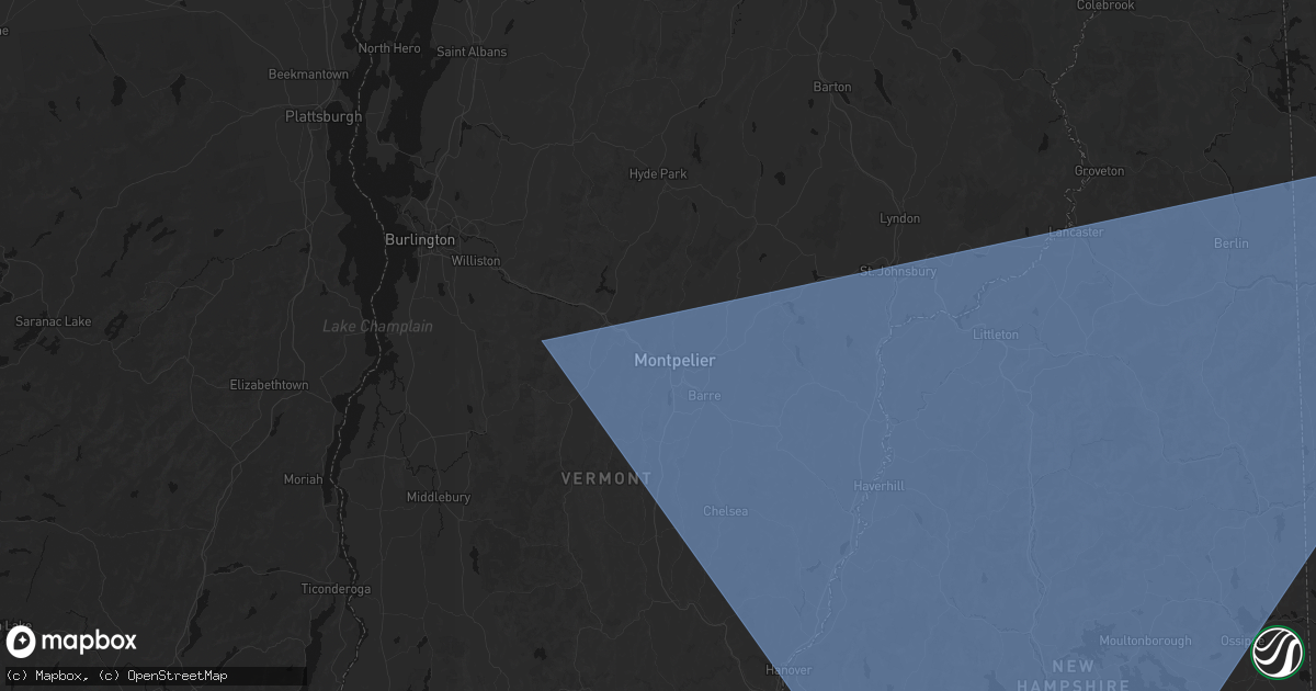 Hail map in Montpelier, VT on October 6, 2026