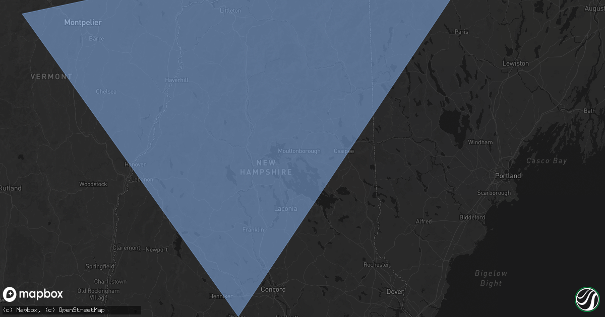 Hail map in Moultonborough, NH on October 6, 2026