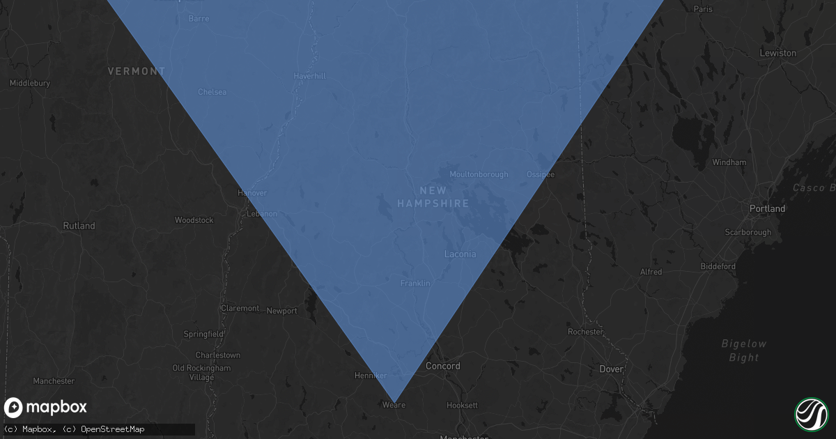 Hail map in New Hampton, NH on October 6, 2026