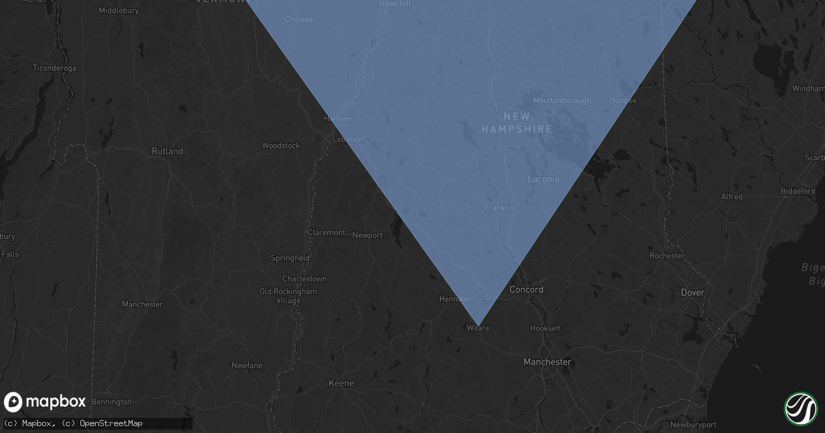 Hail map in New London, NH on October 6, 2026