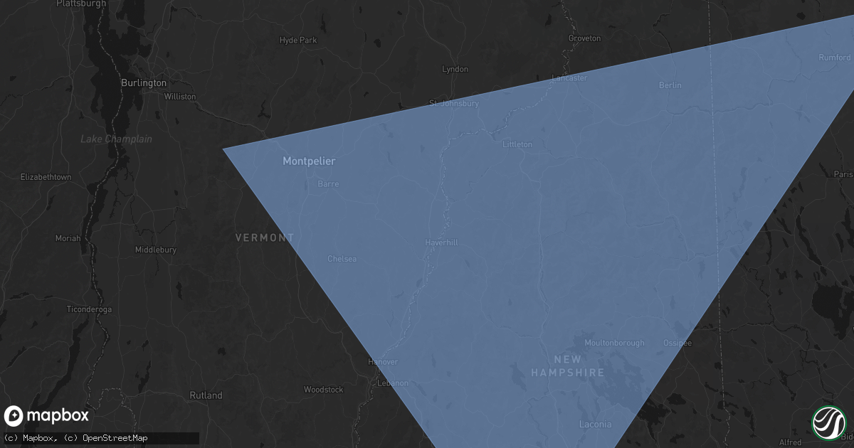 Hail map in Newbury, VT on October 6, 2026