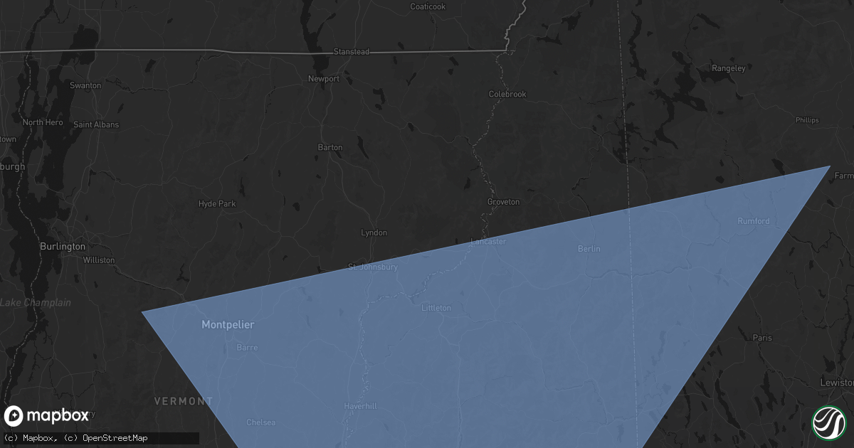 Hail map in North Concord, VT on October 6, 2026