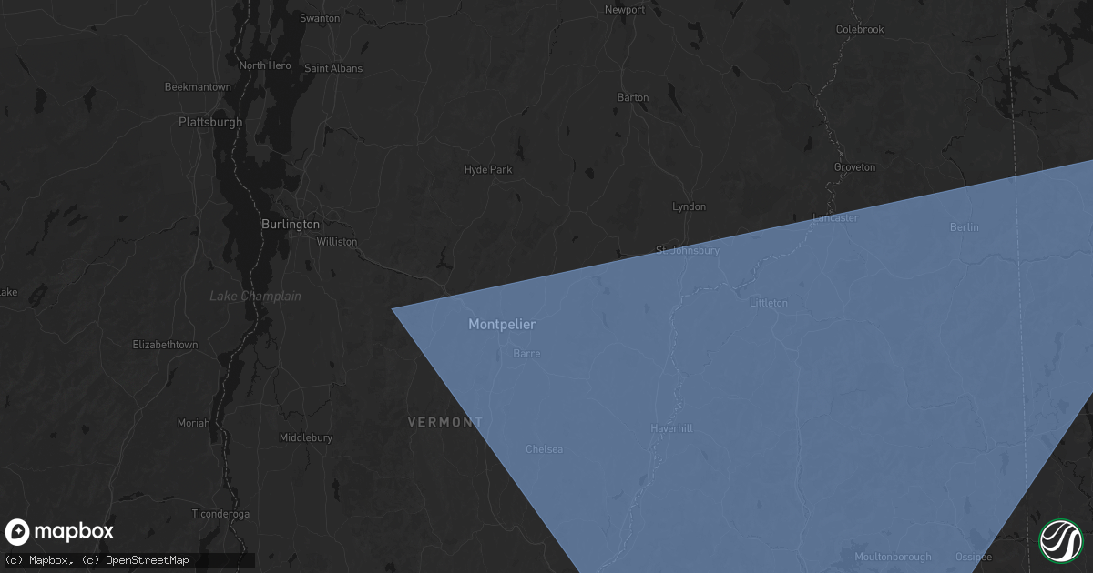 Hail map in North Montpelier, VT on October 6, 2026