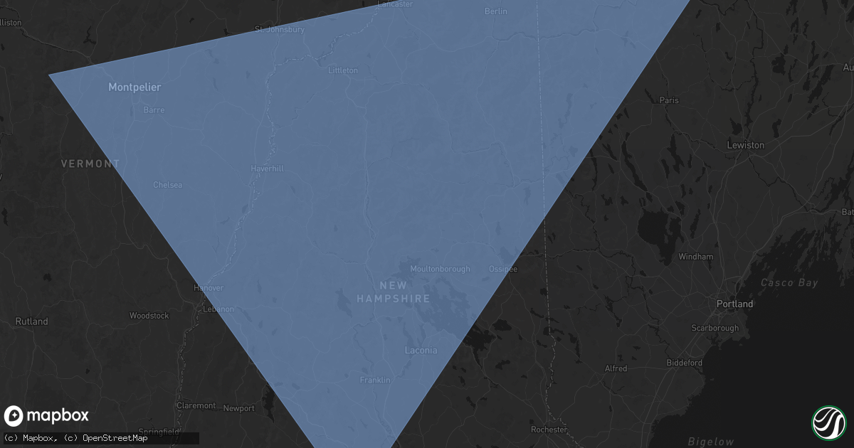 Hail map in North Sandwich, NH on October 6, 2026