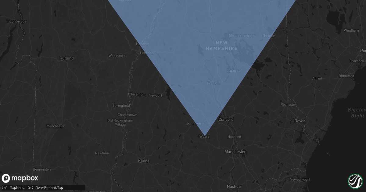 Hail map in North Sutton, NH on October 6, 2026