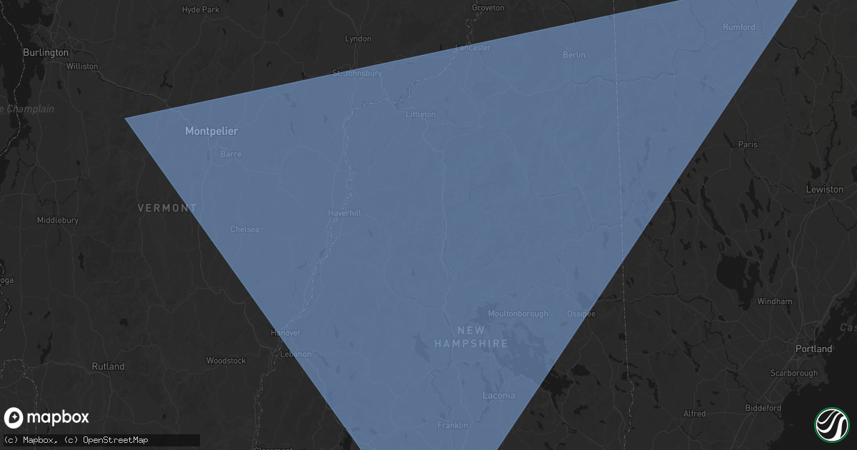 Hail map in North Woodstock, NH on October 6, 2026