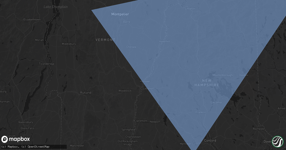 Hail map in Norwich, VT on October 6, 2026