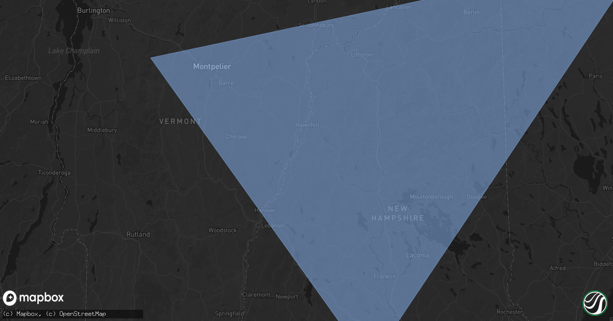 Hail map in Orford, NH on October 6, 2026