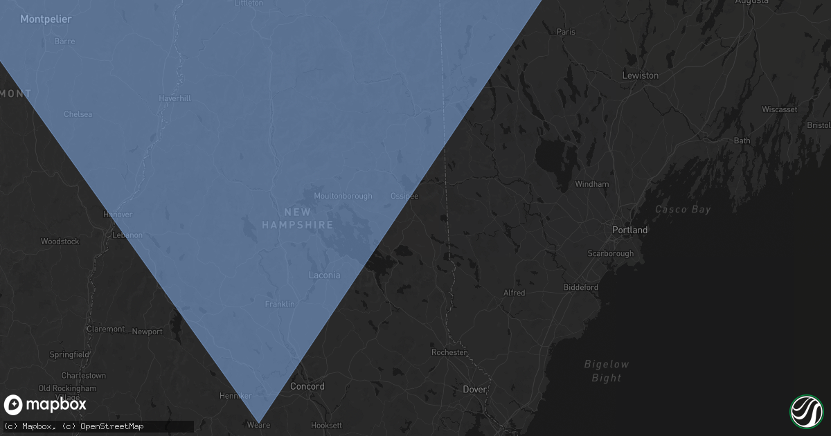 Hail map in Ossipee, NH on October 6, 2026