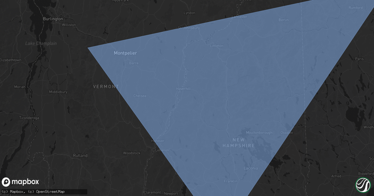 Hail map in Piermont, NH on October 6, 2026