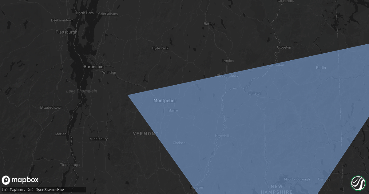 Hail map in Plainfield, VT on October 6, 2026