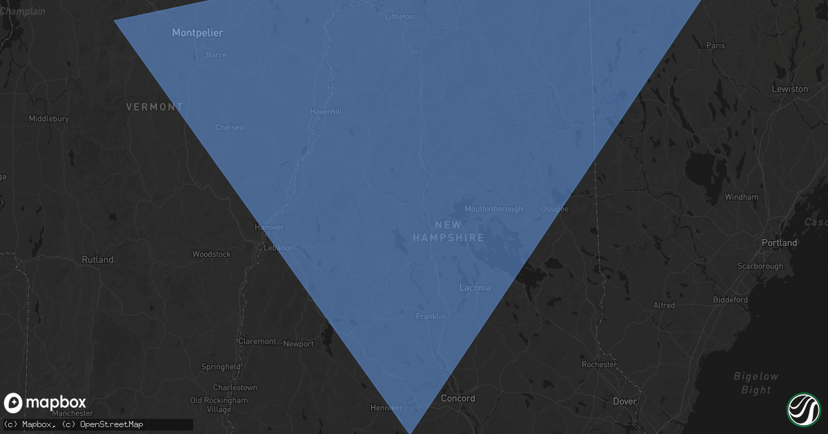Hail map in Plymouth, NH on October 6, 2026