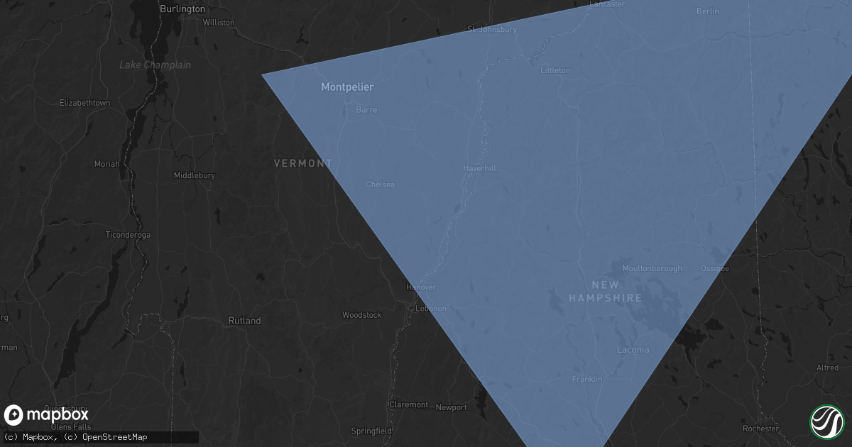 Hail map in Post Mills, VT on October 6, 2026