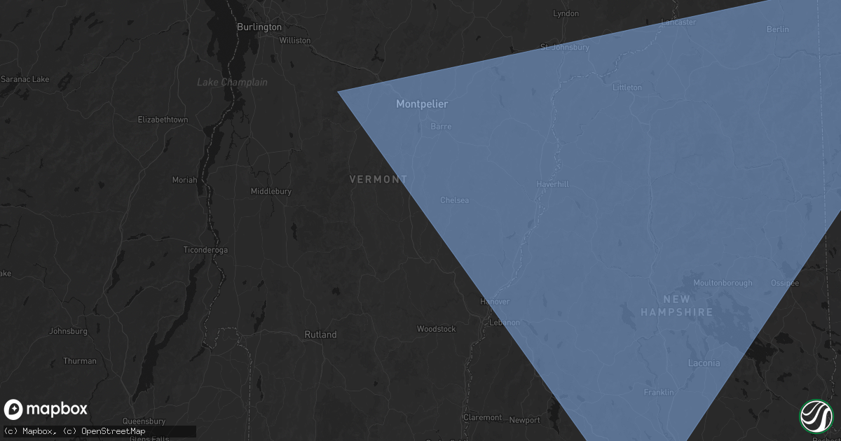 Hail map in Randolph Center, VT on October 6, 2026