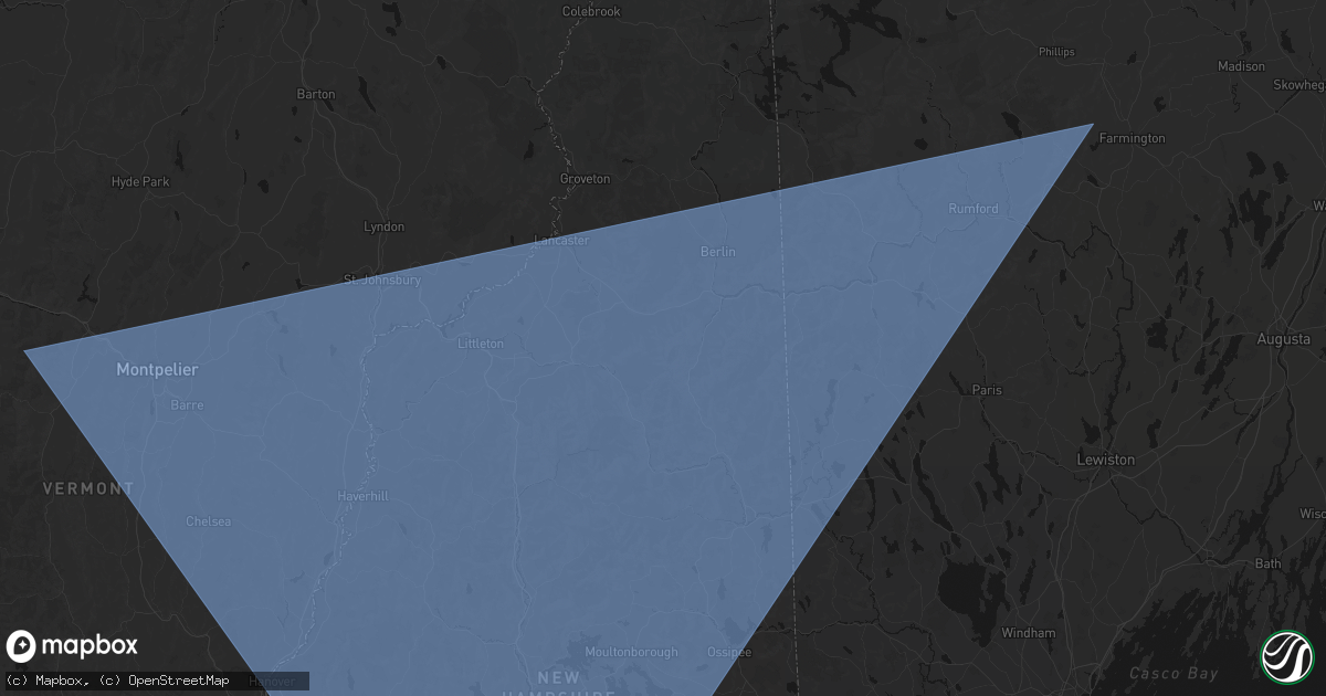 Hail map in Randolph, NH on October 6, 2026