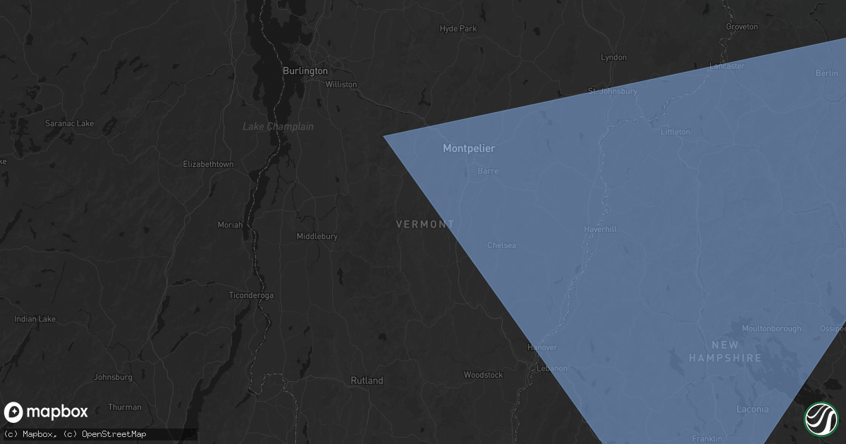 Hail map in Roxbury, VT on October 6, 2026