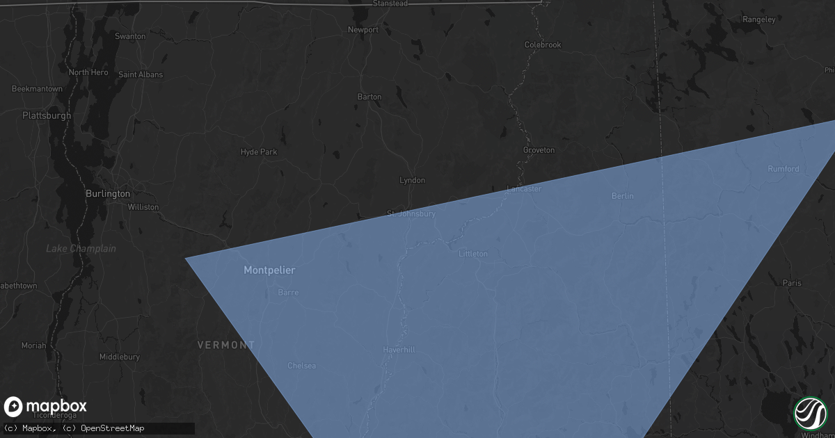 Hail map in Saint Johnsbury, VT on October 6, 2026