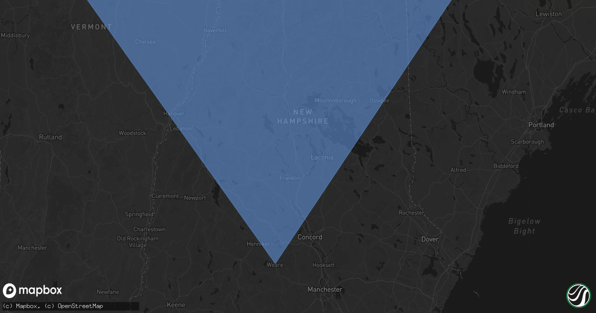 Hail map in Sanbornton, NH on October 6, 2026