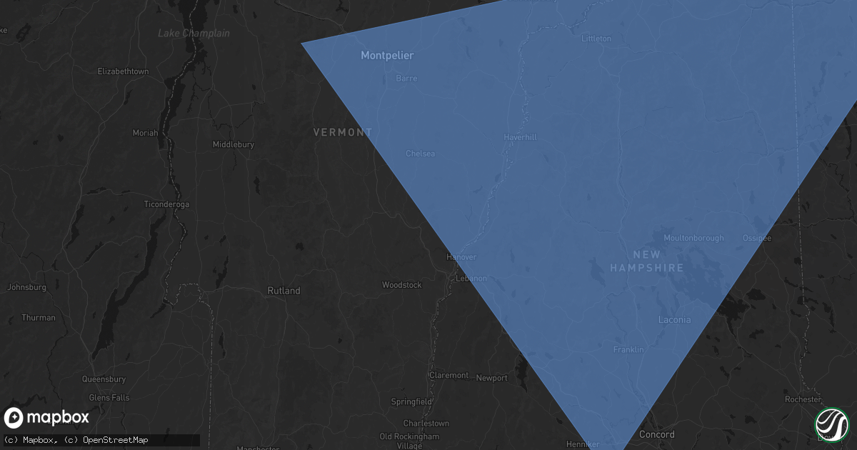 Hail map in Sharon, VT on October 6, 2026