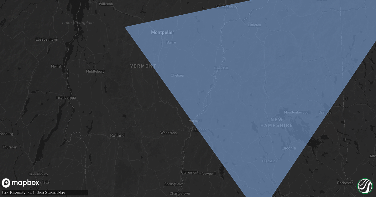 Hail map in South Strafford, VT on October 6, 2026