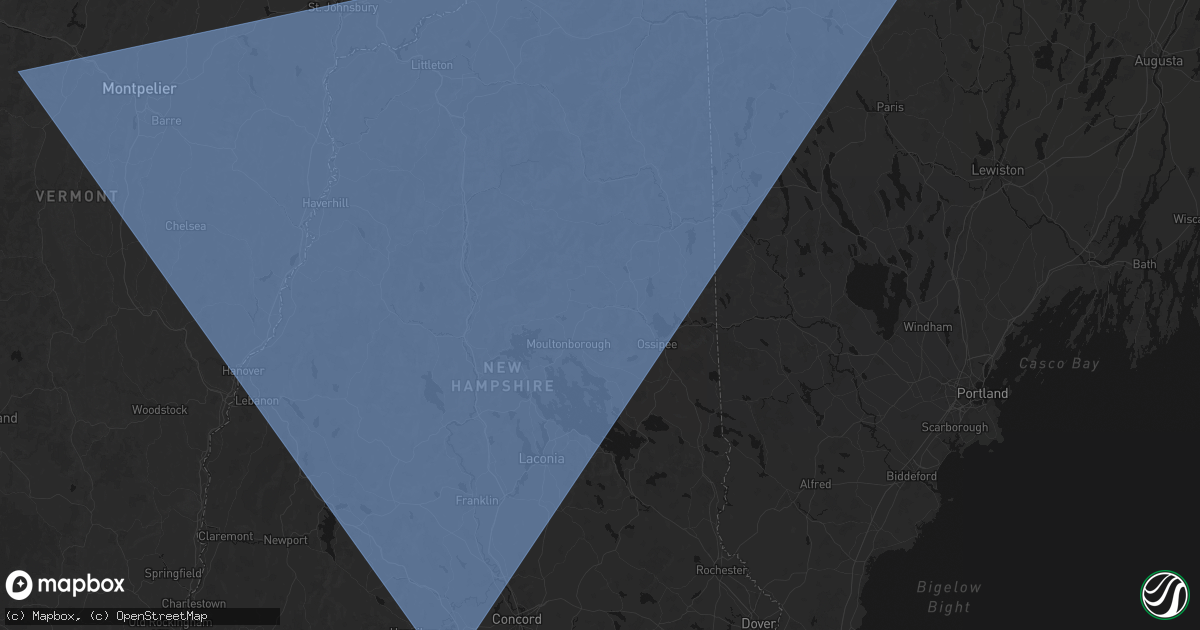 Hail map in South Tamworth, NH on October 6, 2026