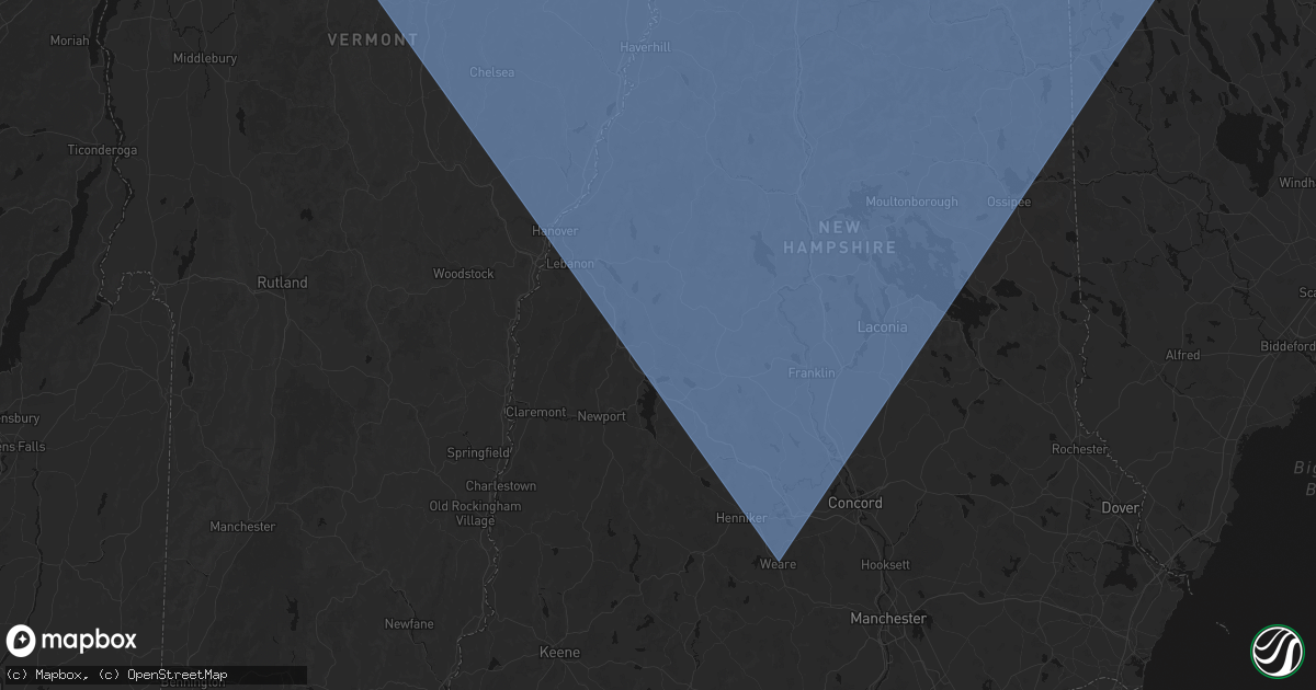 Hail map in Springfield, NH on October 6, 2026