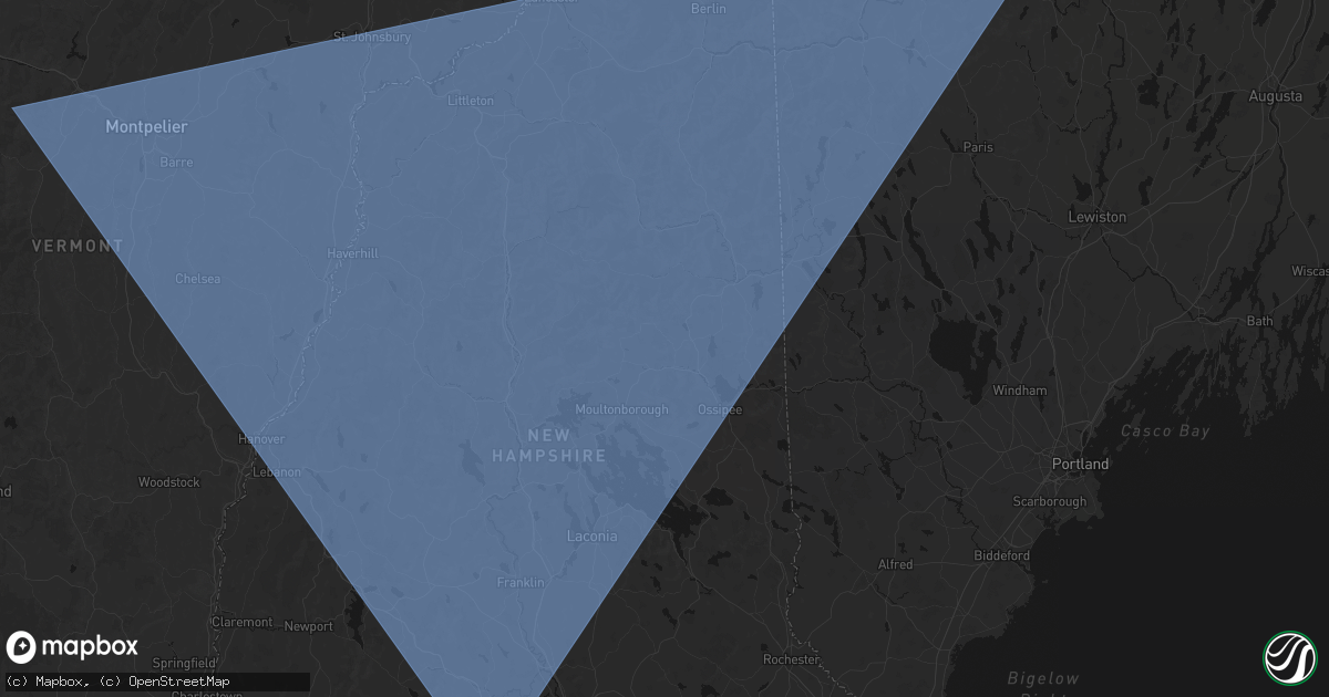 Hail map in Tamworth, NH on October 6, 2026