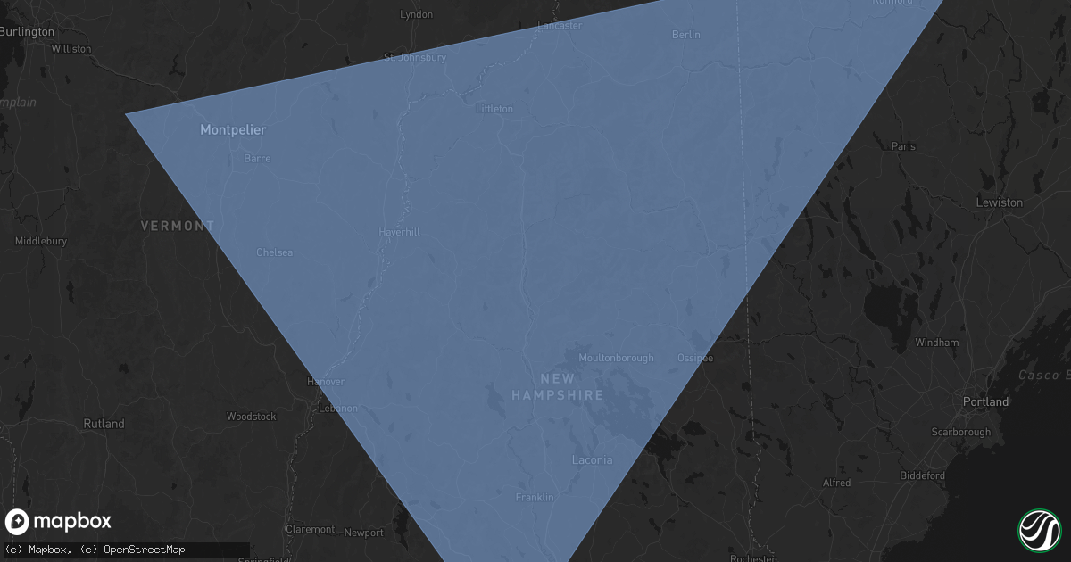 Hail map in Thornton, NH on October 6, 2026