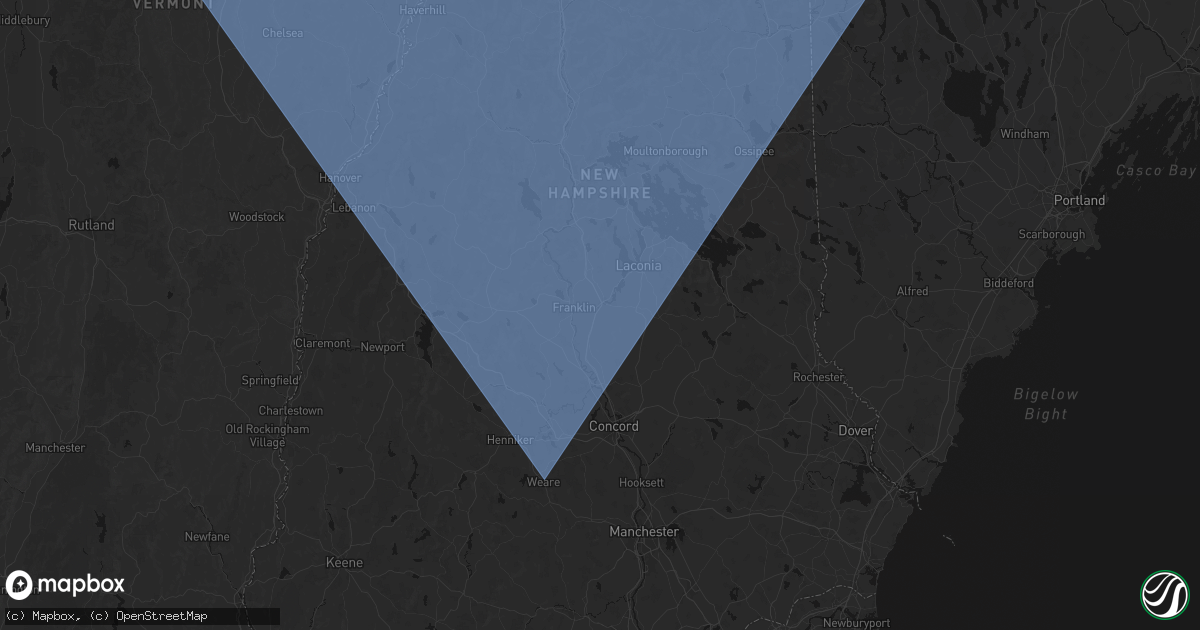 Hail map in Tilton, NH on October 6, 2026