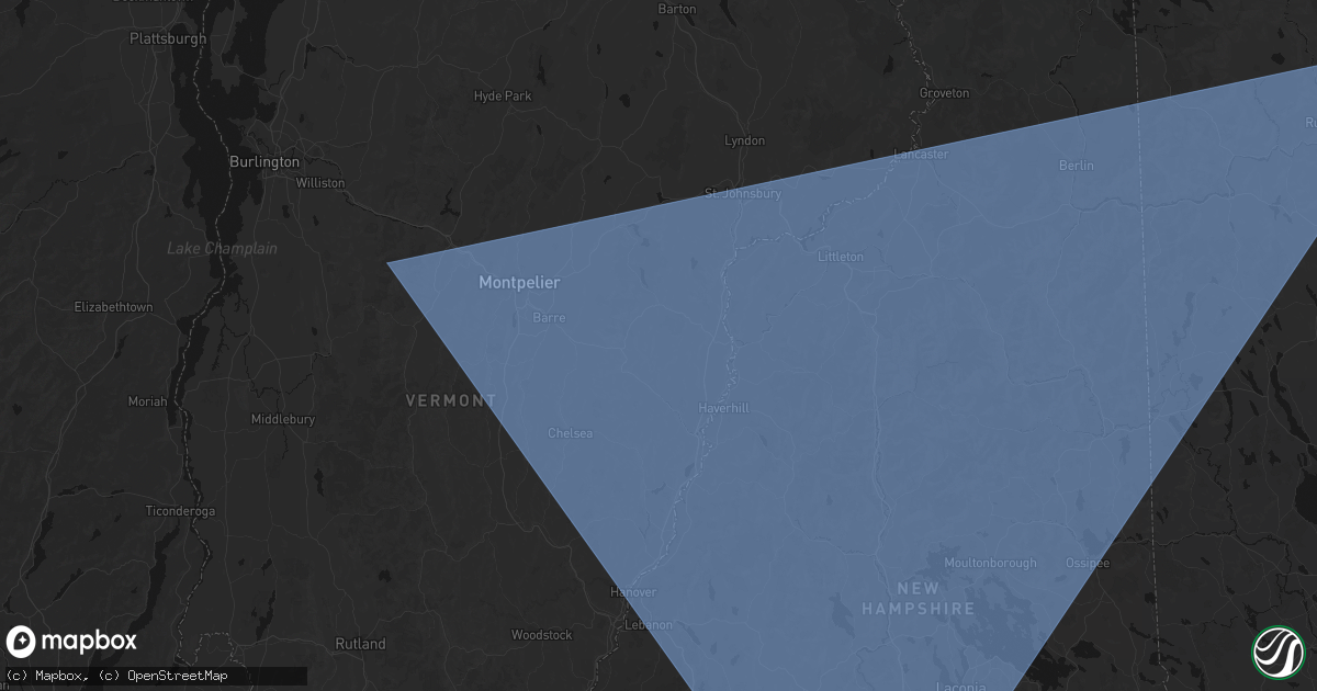 Hail map in Topsham, VT on October 6, 2026