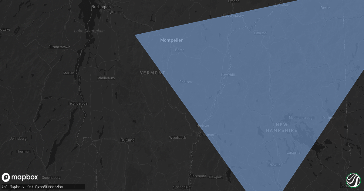 Hail map in Tunbridge, VT on October 6, 2026