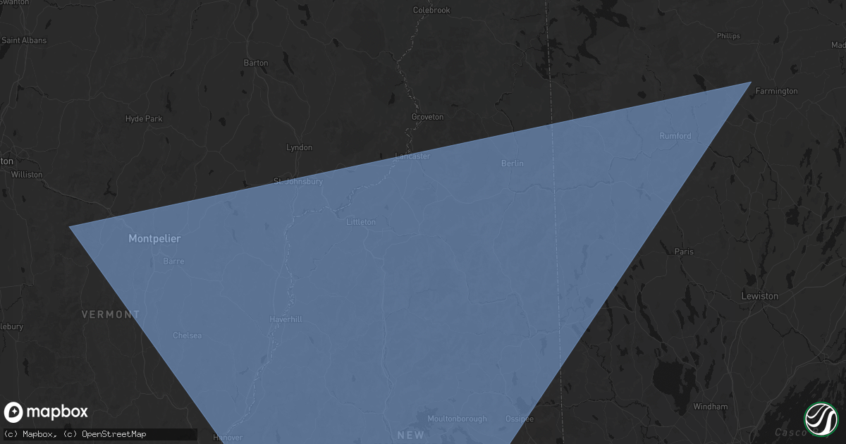 Hail map in Twin Mountain, NH on October 6, 2026