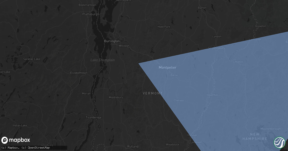 Hail map in Waitsfield, VT on October 6, 2026